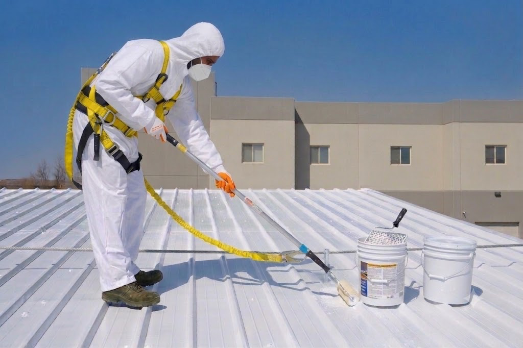 Applicazione vernice termoisolante su tetto